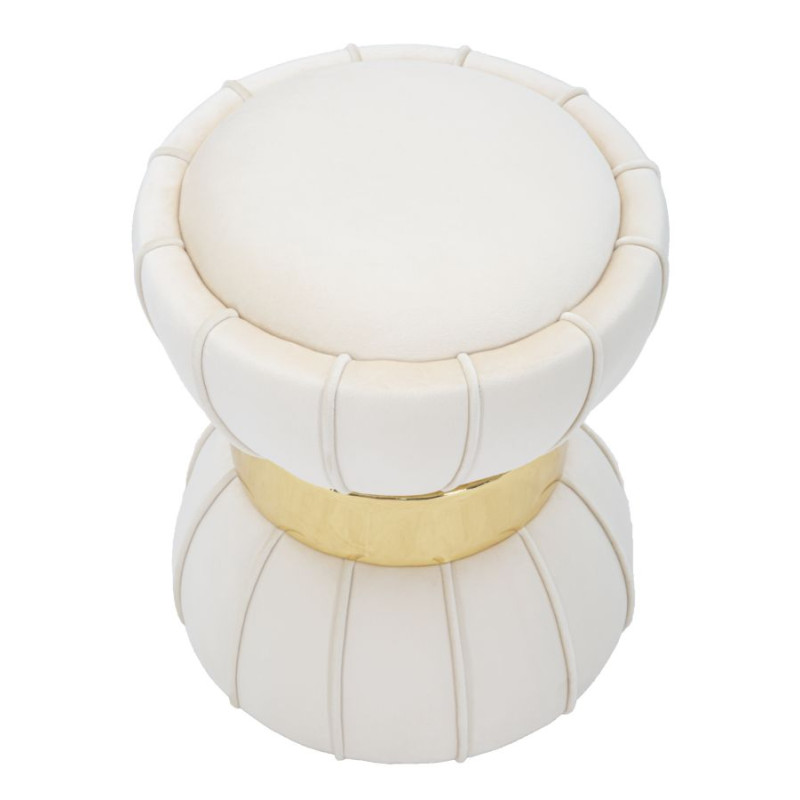 Pouf Fleur Crème – Pétale de Luxe Ø40 x 44 cm