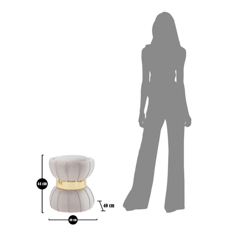 Pouf Fleur Gris – Jardin Urbain Ø40 x 44 cm