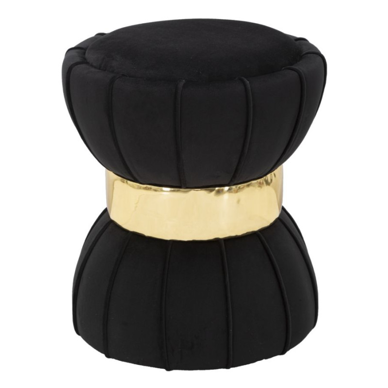 Pouf Fleur Noir – Élégance Nocturne Ø40 x 44 cm