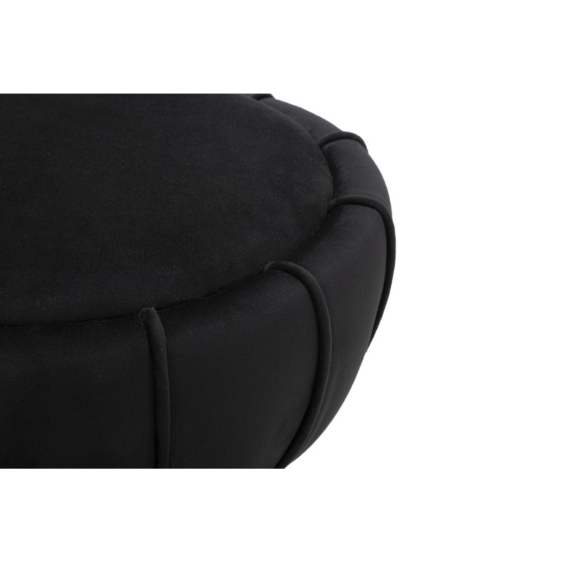 Pouf Fleur Noir – Élégance Nocturne Ø40 x 44 cm