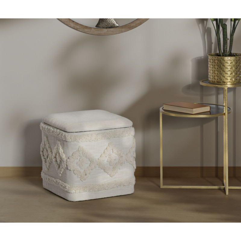 Pouf Coffre Damasco Carré – Secret de Velours 40 x 40 x 40 cm