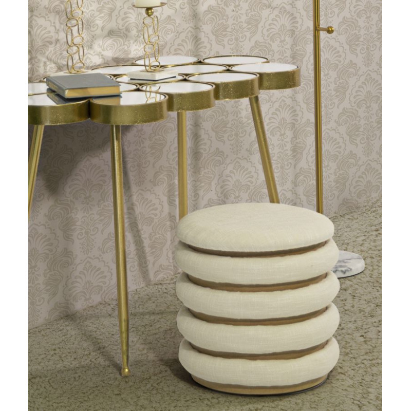 Pouf Damasco Line – Ondes Dorées Ø40 x 42 cm