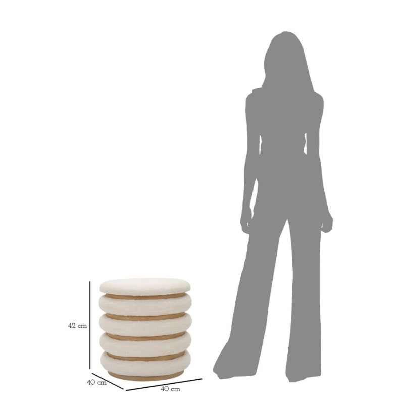 Pouf Damasco Line – Ondes Dorées Ø40 x 42 cm