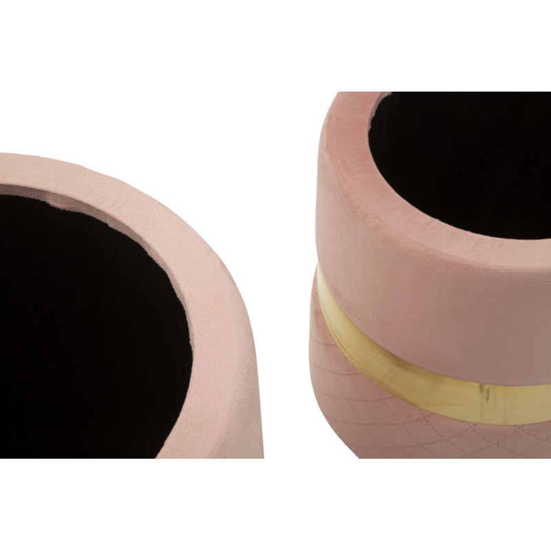 Pouf Coffre Sheffild Rose – Charme Romantique en Duo Ø37x42 - Ø28x35 cm