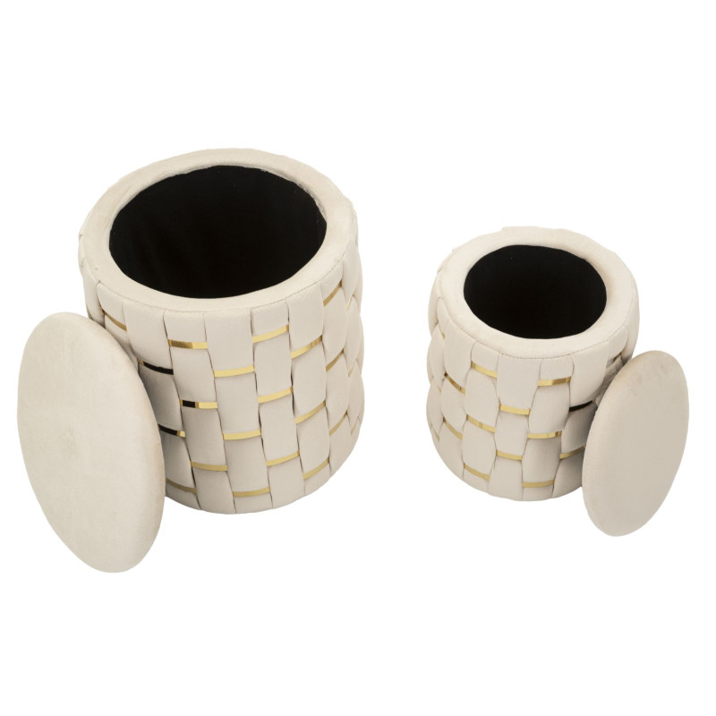 Pouf Coffre Shanty Crème – Élégance Discrète Ø37x42 - Ø28x35 cm