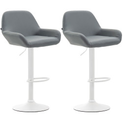 Lot de 2 tabourets de bar Braga simili cuir gris