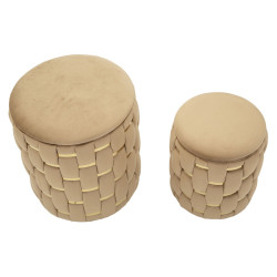Pouf Coffre Shanty Or – Éclat Doré Ø37x42 - Ø28x35 cm