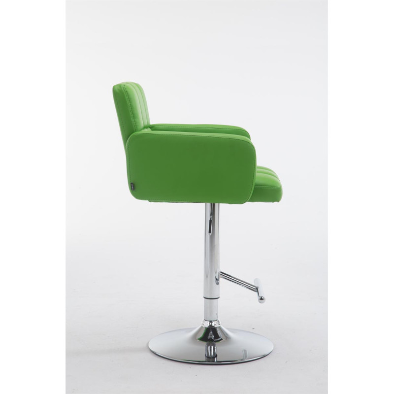 Sgabello Los Angeles in similpelle verde,cromo