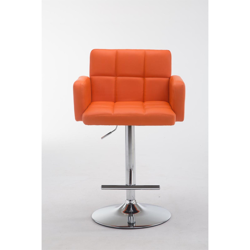 Sgabello Los Angeles in similpelle arancione,cromo