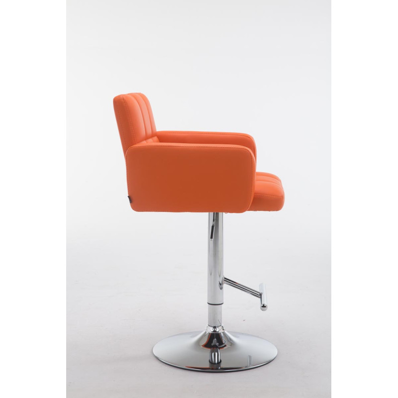 Sgabello Los Angeles in similpelle arancione,cromo