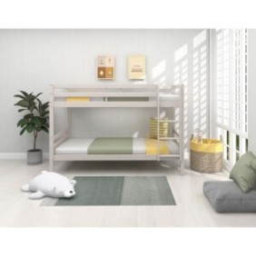 Lits superposés séparables enfant - 2x90x190 cm - Pin massif gris clair - Sommier inclus - ANDO