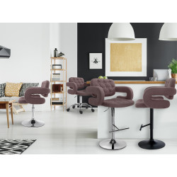 Sgabello Dublin in tessuto marrone,cromo