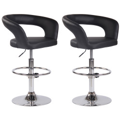 Lot de 2 tabourets de bar Jaen en simili cuir noir