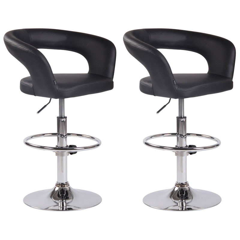Lot de 2 tabourets de bar Jaen en simili cuir noir