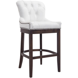 Sgabello Lakewood vera pelle antico-scuro bianco