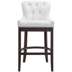 Taburete de bar Lakewood Cuero aъtentico Blanco