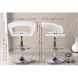 Lot de 2 tabourets de bar Jaen en simili cuir blanc