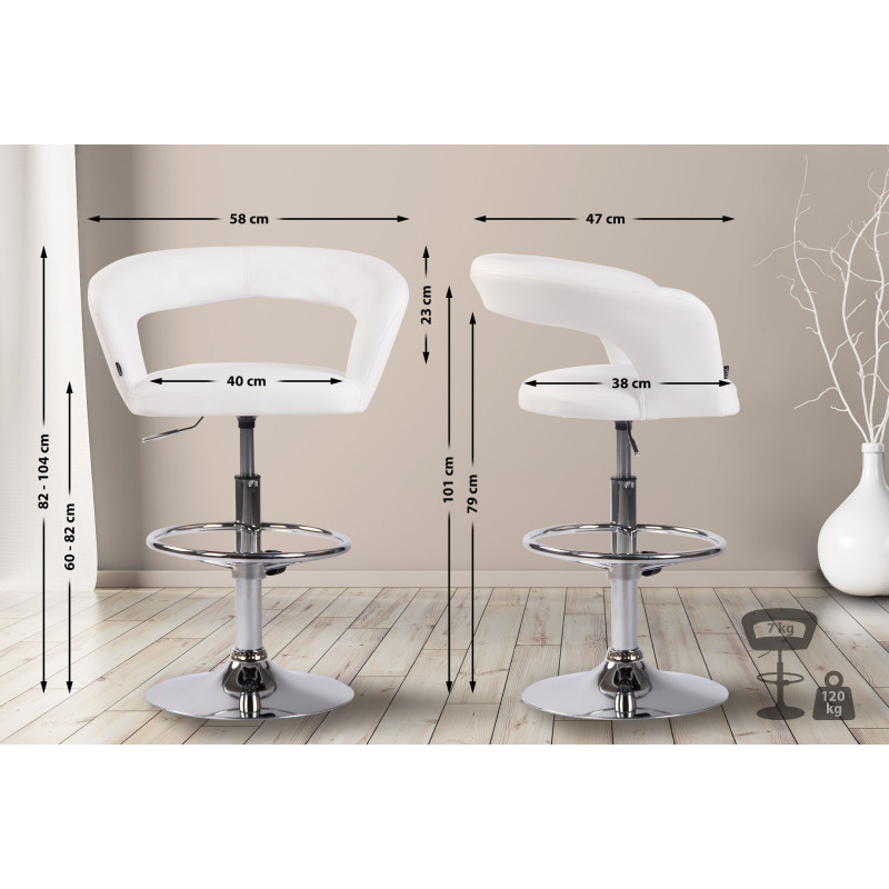 Lot de 2 tabourets de bar Jaen en simili cuir blanc