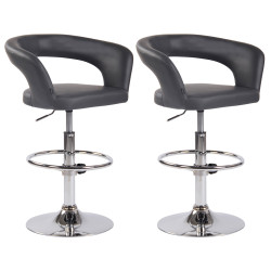 Lot de 2 tabourets de bar Jaen en simili cuir gris