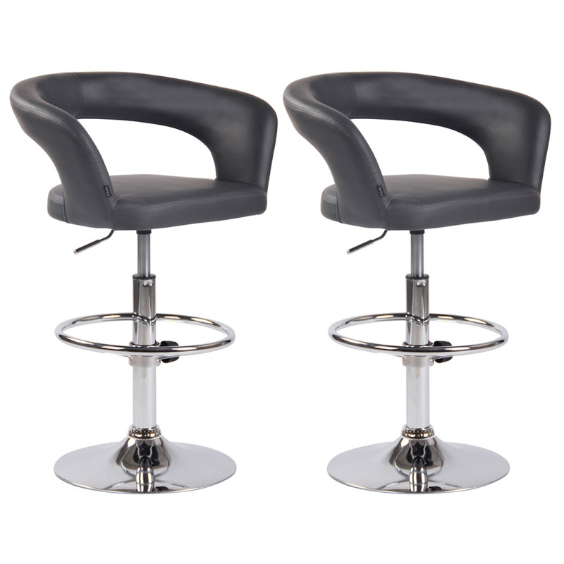 Lot de 2 tabourets de bar Jaen en simili cuir gris