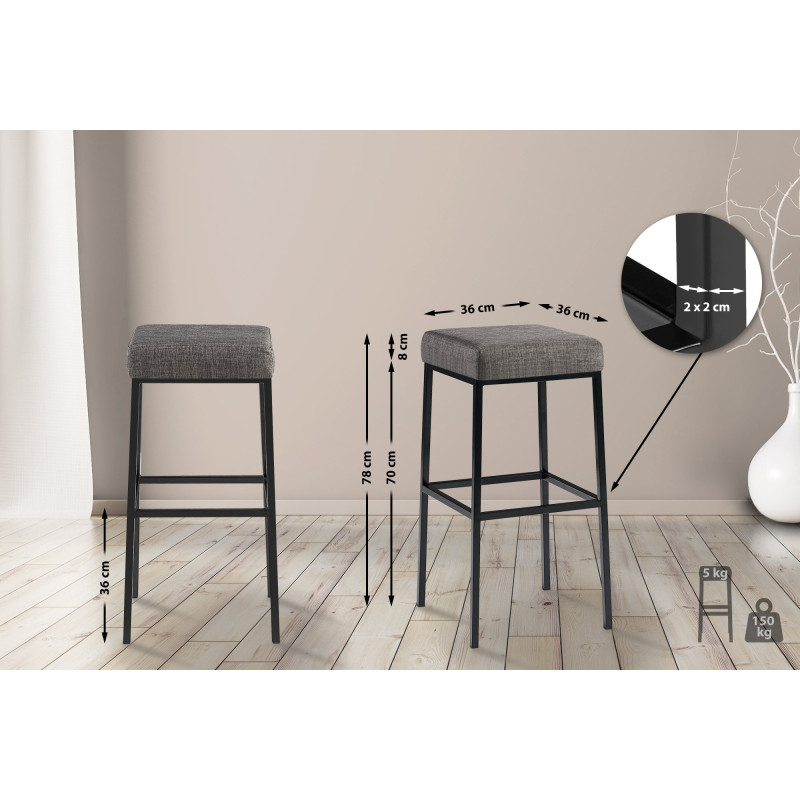 Tabouret de bar Montréal B80 en tissu gris