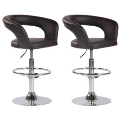 Lot de 2 tabourets de bar Jaen en simili cuir brun