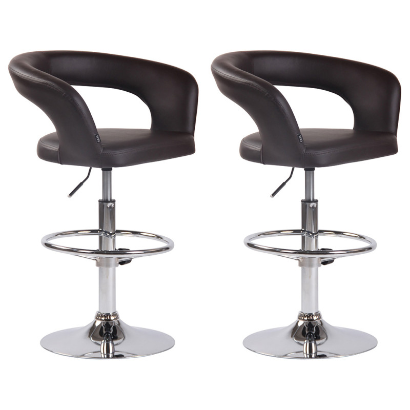 Lot de 2 tabourets de bar Jaen en simili cuir brun