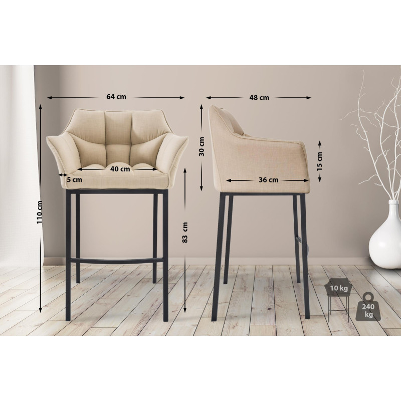 Barhocker Damaso B Stoff mit 4-FuЯ Gestell