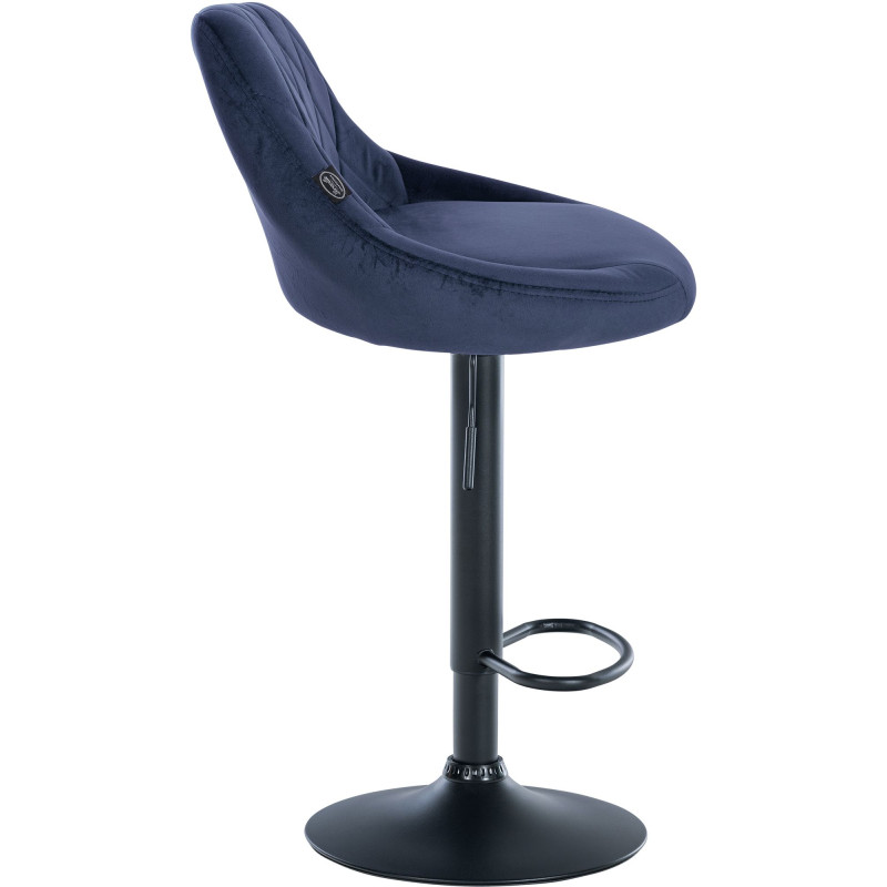 Tabouret de bar Lazio velours noir bleu
