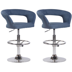 Lot de 2 tabourets de bar en tissu Jaen bleu