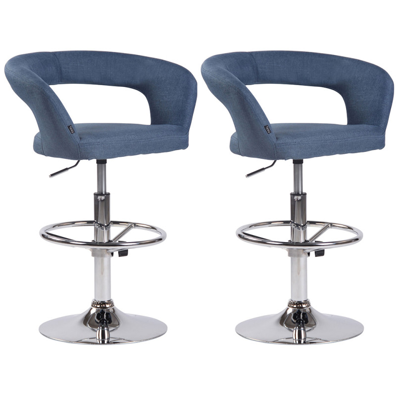 Lot de 2 tabourets de bar en tissu Jaen bleu