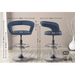 Lot de 2 tabourets de bar en tissu Jaen bleu