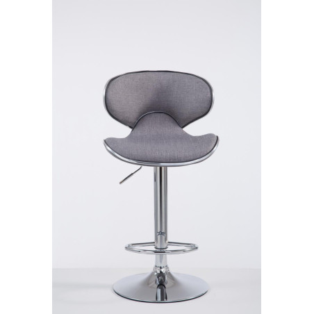 Tabouret de bar Las Vegas V2 en tissu chromé gris clair