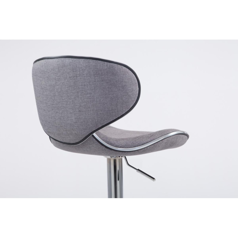 Tabouret de bar Las Vegas V2 en tissu chromé gris clair