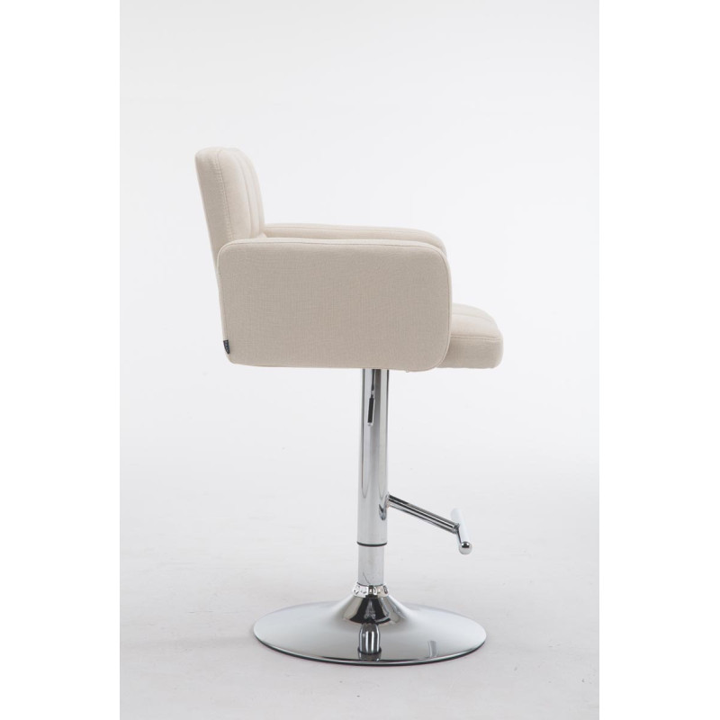 Sgabello Los Angeles in tessuto crema,cromo