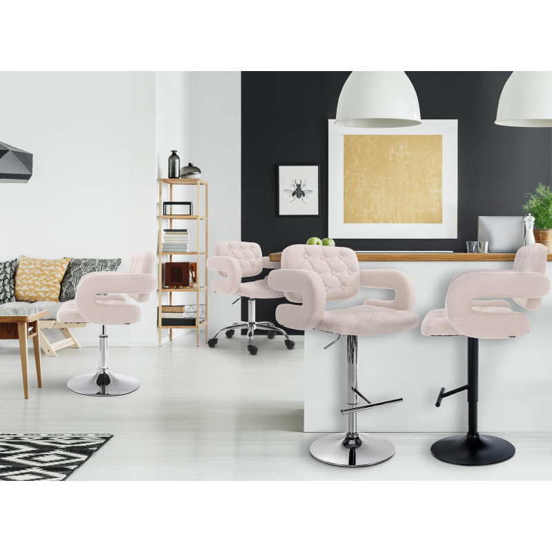 Taburete de Bar Dublin en Tela Beige,Cromado