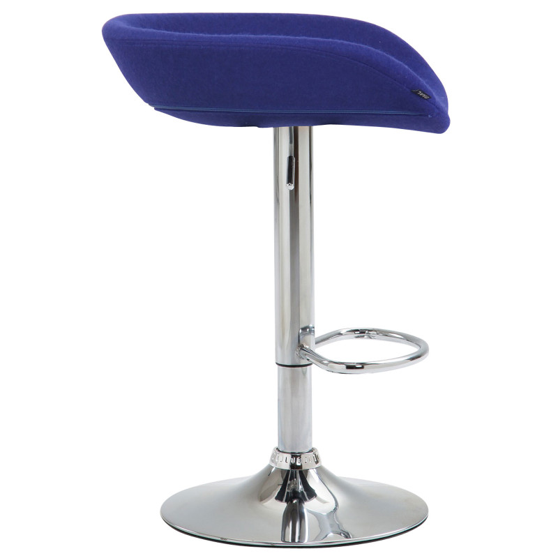 Tabouret de bar en feutre Anaheim chromé bleu