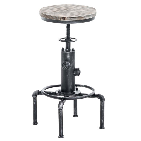 Tabouret de bar Lumos, en bois argent antique