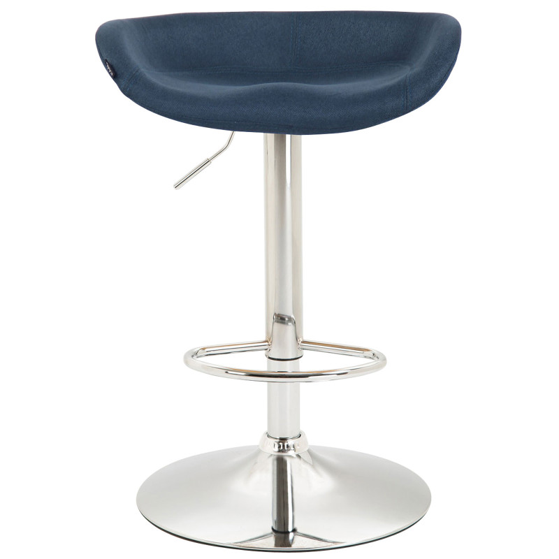 Tabouret de bar Anaheim en tissu chromé bleu