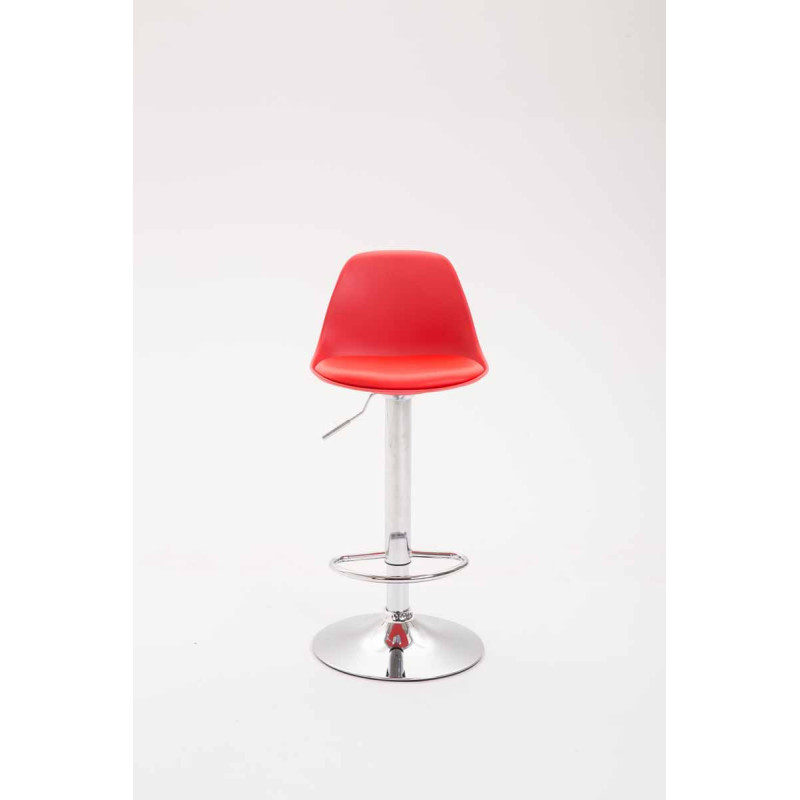 Sgabello di design KIEL in polipropilene e similpelle cromo,rosso