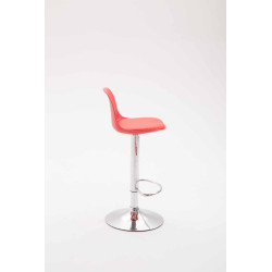 Sgabello di design KIEL in polipropilene e similpelle cromo,rosso