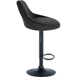 Tabouret de bar Lazio velours noir noir