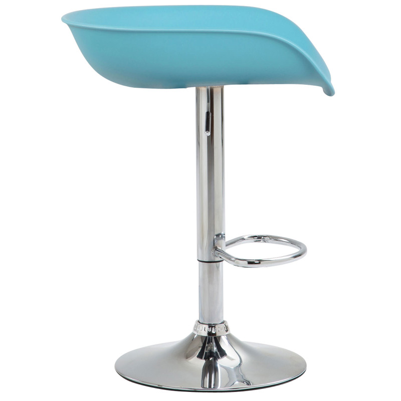 Tabouret de bar Anaheim en plastique chromé bleu