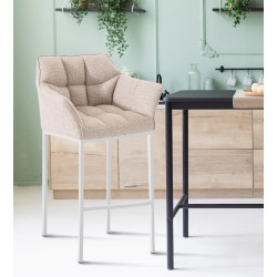 Barhocker Damaso Stoff mit 4-FuЯ Gestell weiЯ