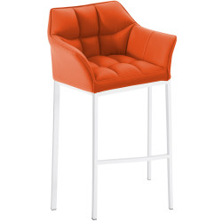 Tabouret de bar Damaso à 4 pieds, blanc orange