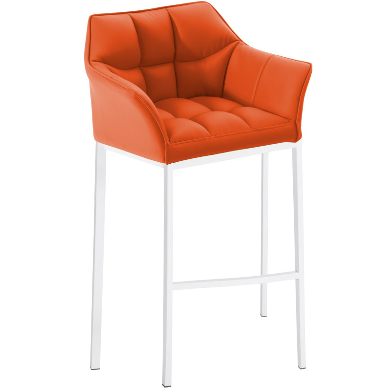 Tabouret de bar Damaso à 4 pieds, blanc orange