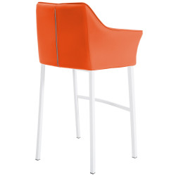 Tabouret de bar Damaso à 4 pieds, blanc orange