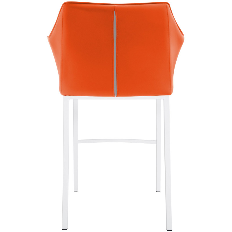 Tabouret de bar Damaso à 4 pieds, blanc orange