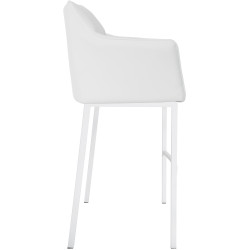Tabouret de bar Damaso à 4 pieds, blanc blanc