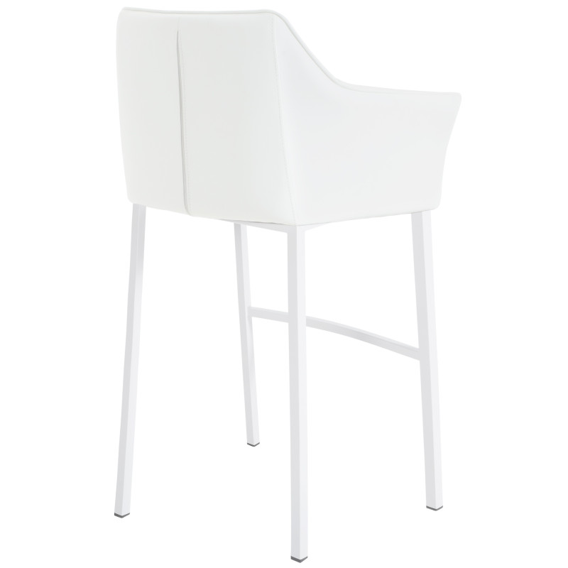 Tabouret de bar Damaso à 4 pieds, blanc blanc